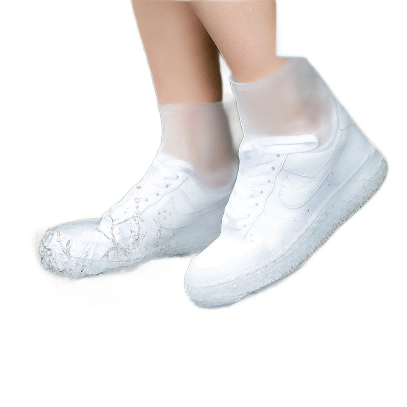 阿斯卡利硅胶雨鞋套防滑加厚耐磨TPE均码儿童雨鞋套大人户外登山防水时尚一体中筒鞋套 白色(可定制) 成人均码34-44