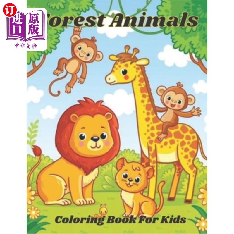 海外直订forest animals coloring book for kids 森林动物儿童填色书