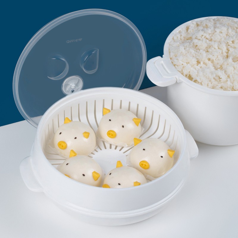 茶花微波炉可用蒸笼蒸格蒸饭煲器皿饭锅蒸米饭煮饭煲饭盒大号蒸笼蒸盘