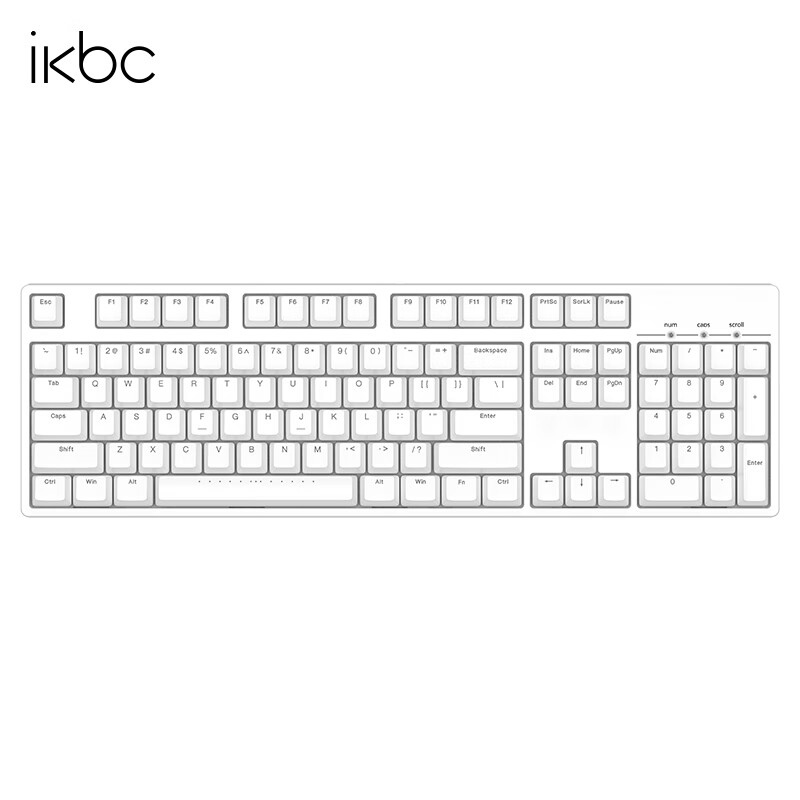 ikbc 粉色键盘机械键盘无线键盘C87C104樱桃键盘办公游戏cherry轴樱桃机械键盘pbt C104白色有线104键 静音红轴