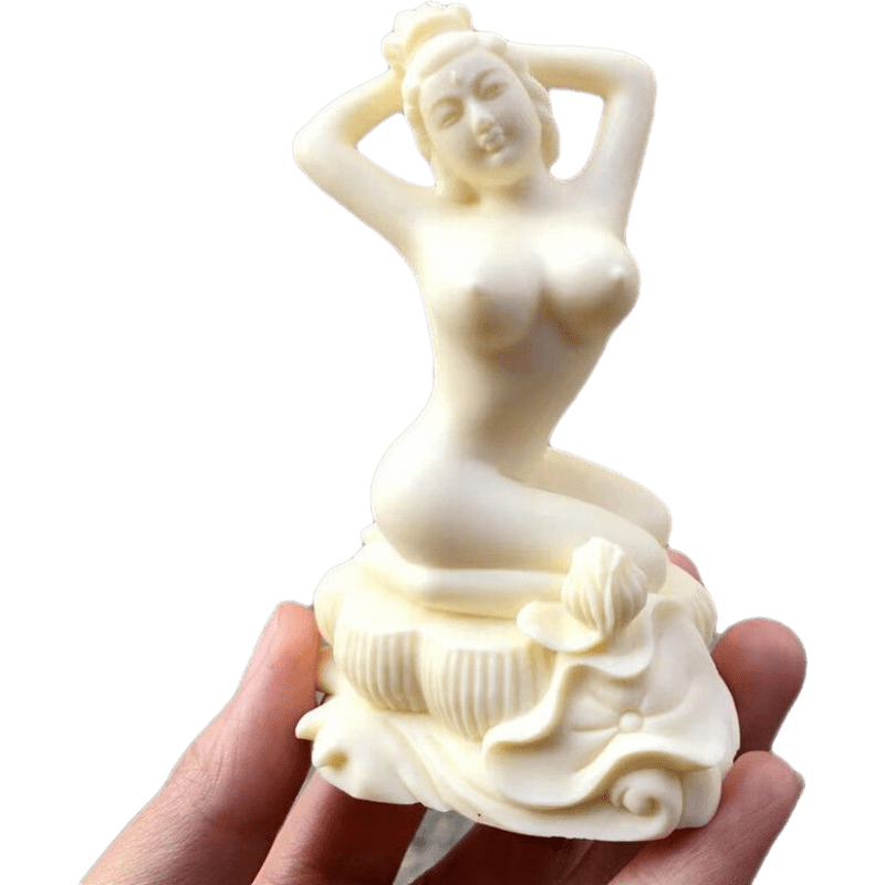 【曲美思】精品象牙果雕刻裸美女手把件创意工艺品车摆件仕女郎女人体
