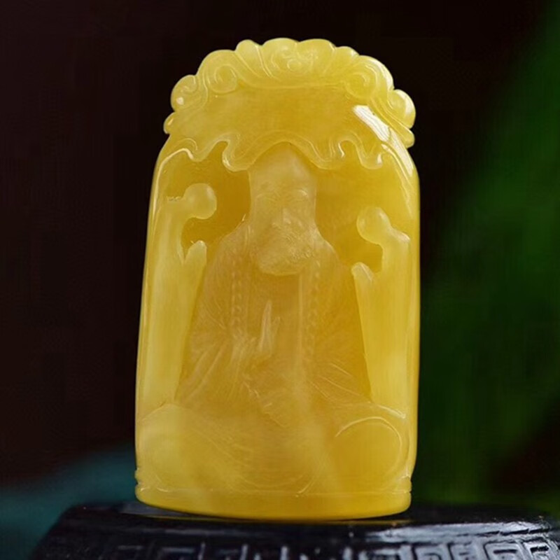 诺源珠宝  天然蜜蜡俄料鸡油黄达摩祖师吊坠   男女款大气  节日送