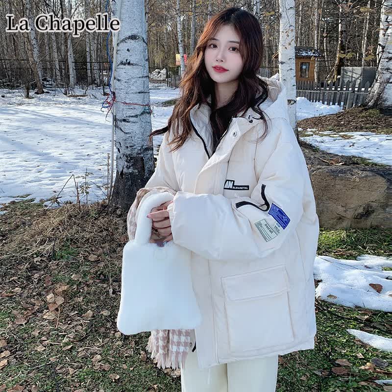 La Chapelle Sport拉夏贝尔棉服女棉服女中长款2023年新款冬季bf宽松棉袄加厚棉衣外 白色 温柔奶白 L推荐110-125斤高性价比高么？