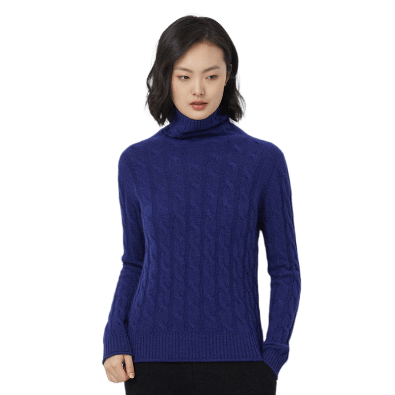 雪蓮（SNOW LOTUS）秋冬新款山羊絨絞花高領女套頭針織羊絨衫女 U302 L 105
