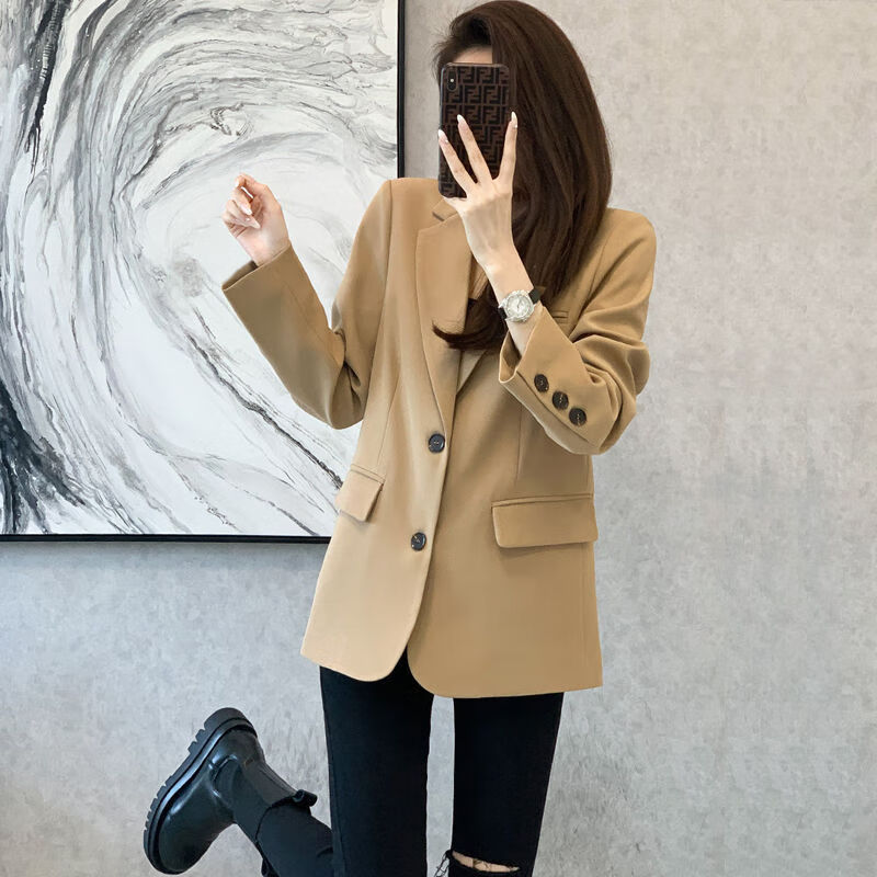 2023年春秋新款小西装外套女气质休闲修身显瘦学生小西服女 卡其【贰八】 L属于什么档次？