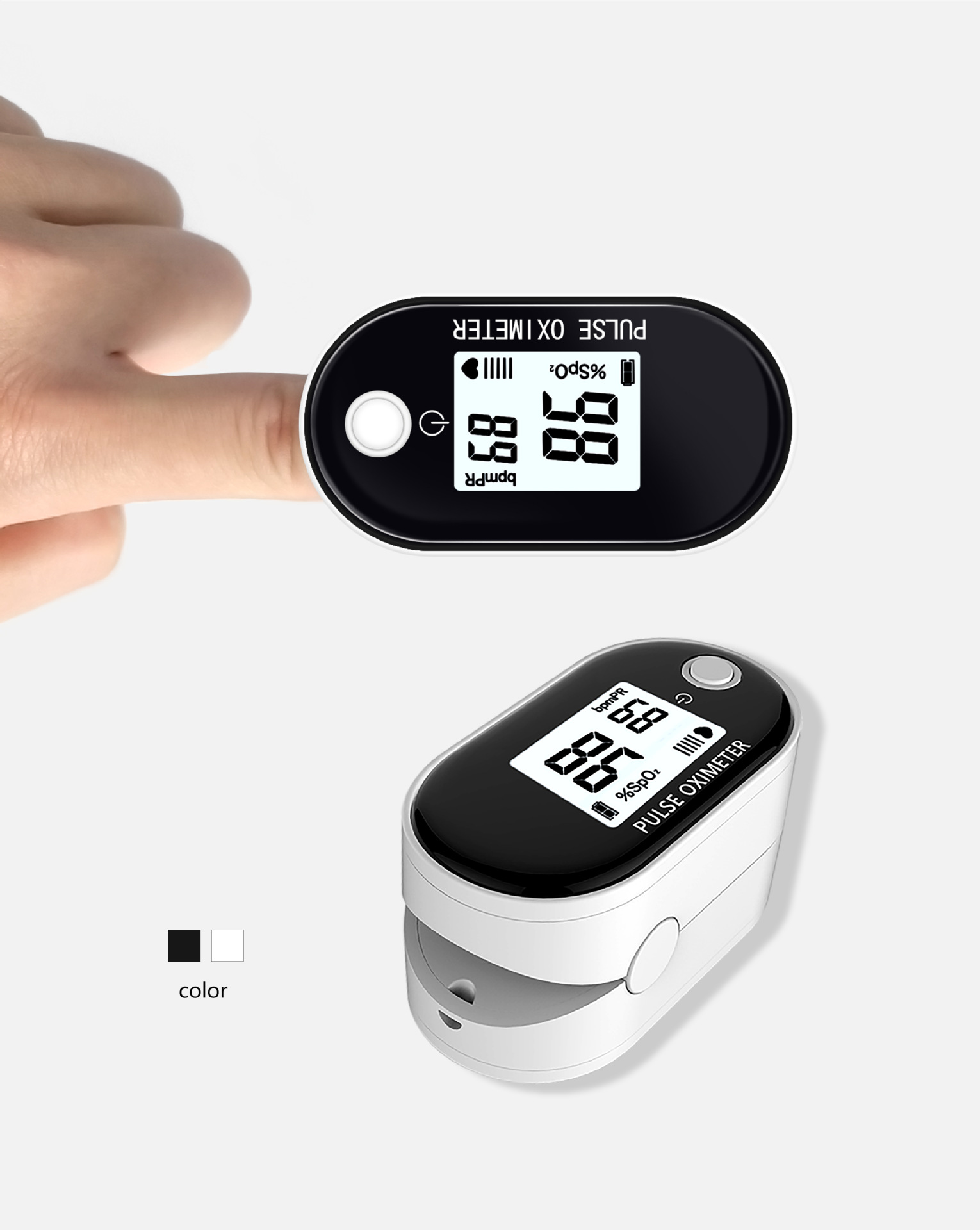 血氧仪指夹式血氧饱和度监测仪心率监测仪血氧夹测血氧心跳脉率脉 lcd