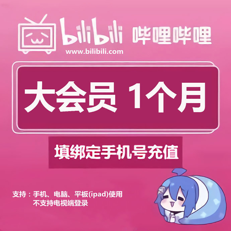 哔哩哔哩大会员1个月充值 bilibili b站大会员一个月 vip月卡 自动
