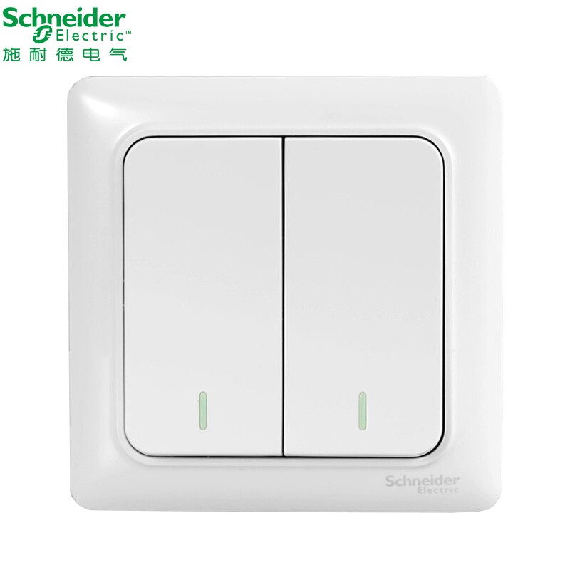 施耐德开关面板 两开双控双开双控双联双控 睿意白色家用暗装墙壁灯