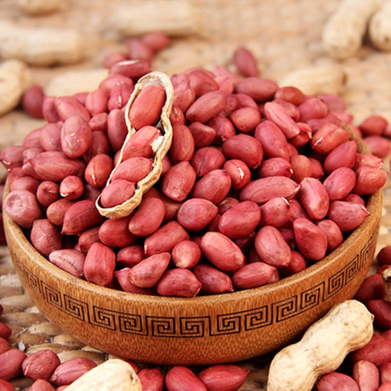花生高产薄壳大粒红皮小粒白沙鲁花四川黑皮子特大四粒 四粒红花生米