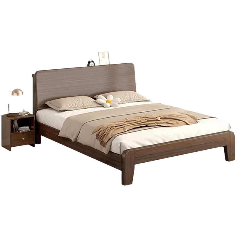 ZHONGWEI 中伟 实木床板式床主卧现代简约双人床经济型出租屋单人床1.5米单床