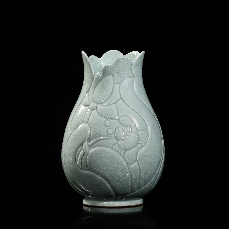 廷怀窑 汝窑和谐瓶平安瓶 花瓶 摆件礼盒装 汝州汝瓷花瓶花插手工