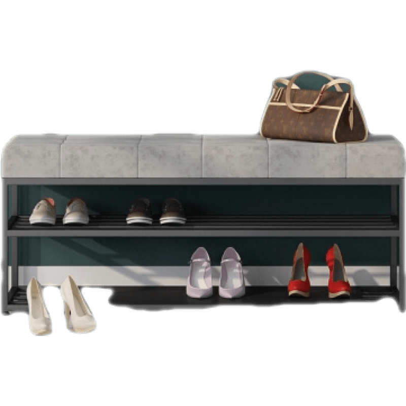 酷本换鞋凳家用门口可坐式鞋柜北欧简约沙发软包坐垫收纳进门穿鞋凳小 黑色铁+灰色坐垫100cm