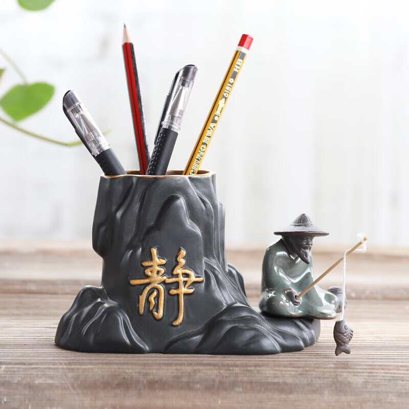办公室笔筒摆件 办公桌陶瓷器笔筒摆设学生教师礼物办公用品简约创意