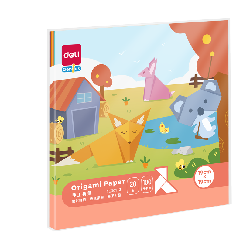 ����(deli)20ɫ100��19*19cm�ֹ���ֽ ��ֽ��ֽ����ֽ�滭Ϳѻ���������ֹ�DIY ��ͯ�ľ����տ�ѧ����