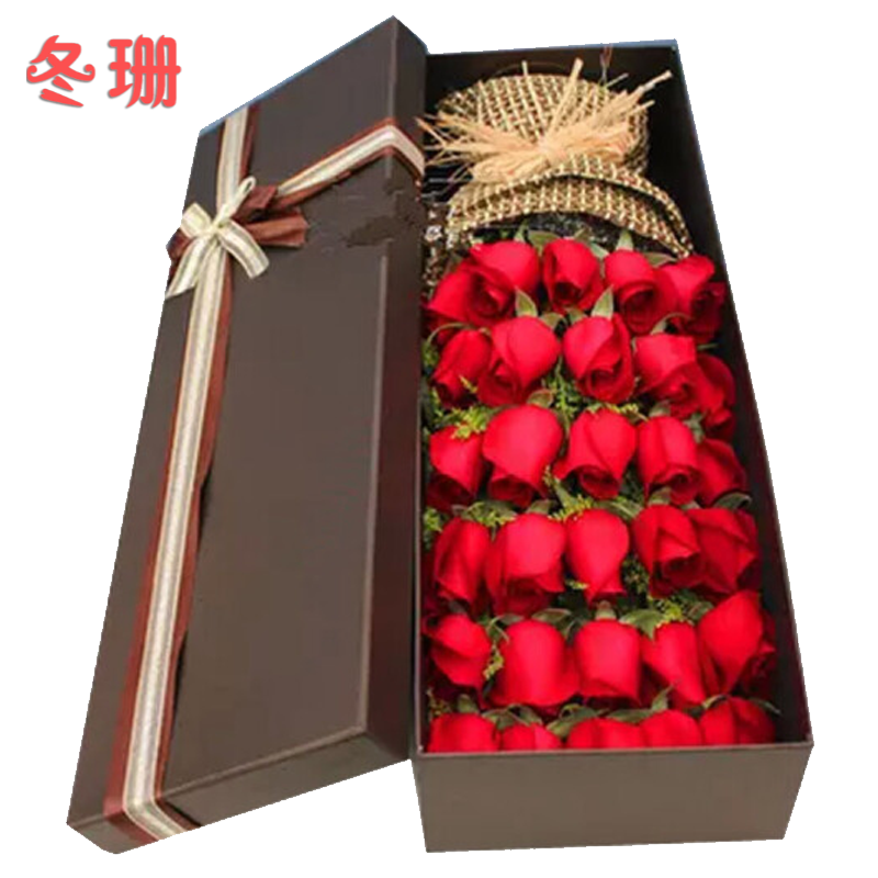 冬珊33朵红玫瑰鲜花礼盒银川乌鲁木齐西宁天水呼和浩特市鲜花店同城鲜花速递520情人节订花