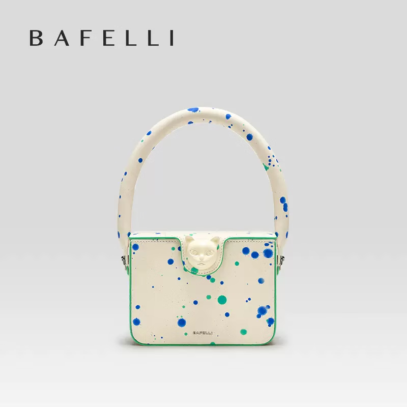 芭菲丽（BAFELLI）今年流行包包女斜挎包可爱波点真皮小包手提包女2023新款包包 苹果绿