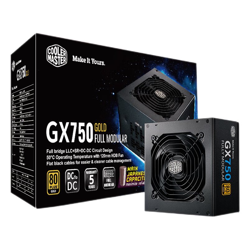 COOLERMASTER 酷冷至尊 80plus金牌认证 全模组ATX电源 750W