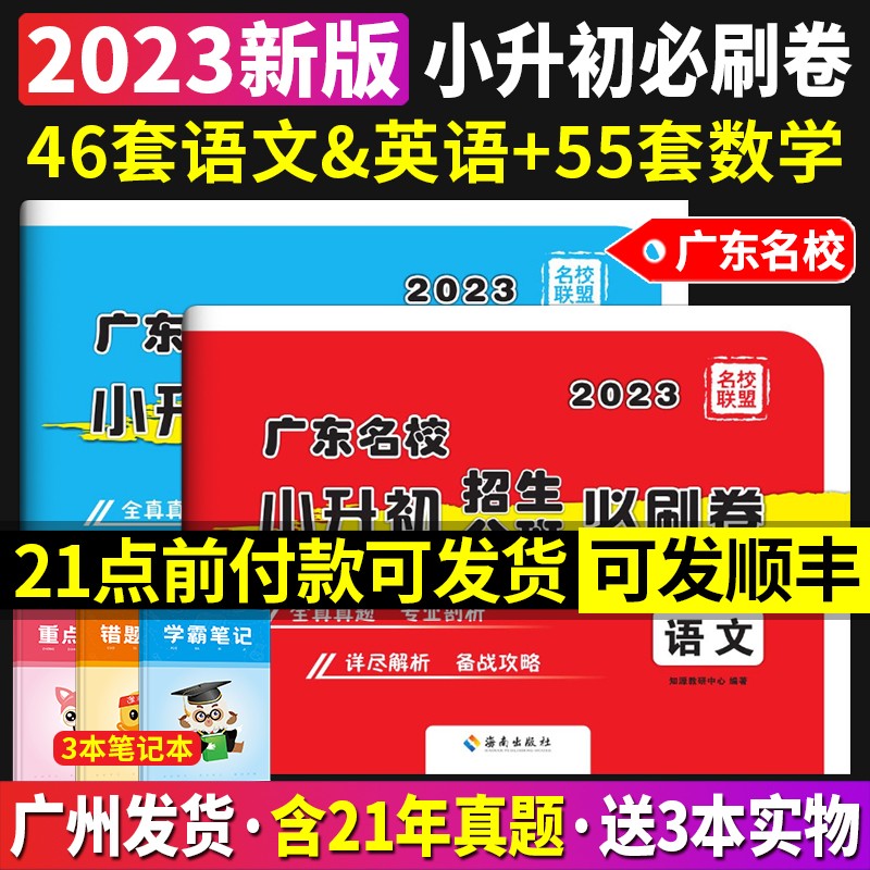 2023新版广东名校小升初试卷招生必刷卷语文+数学广东省十大小学毕业升初一真题卷必刷题六年级下册试卷