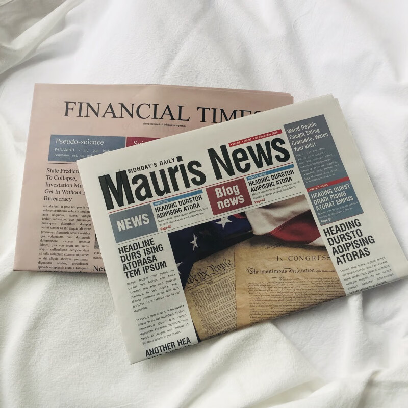 ins风拍照道具摆件复古英文报纸杂志网红饰品装饰摄影道具背景布 旧款