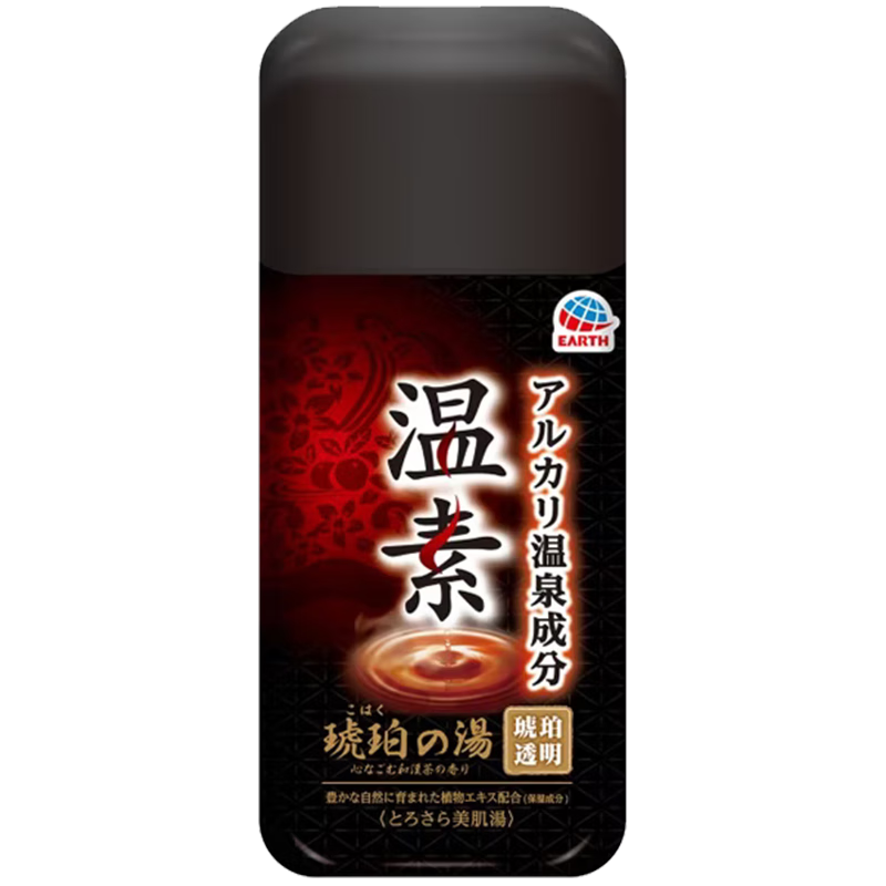 安速（EARTH）【日本直郵】安速入浴劑 巴斯洛漫泡澡浴鹽溫素溫泉浴舒緩放松 琥珀湯 600g