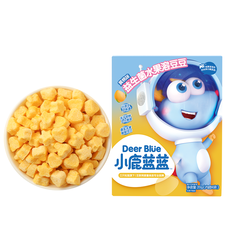 小鹿蓝蓝益生菌水果溶豆豆黄桃味,健康美味的宝宝零食选择