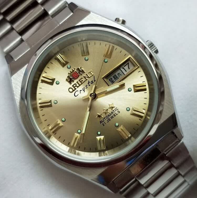 碧允库存老款东方双狮男表全钢防水全自动机械表怀旧双狮夜光手表