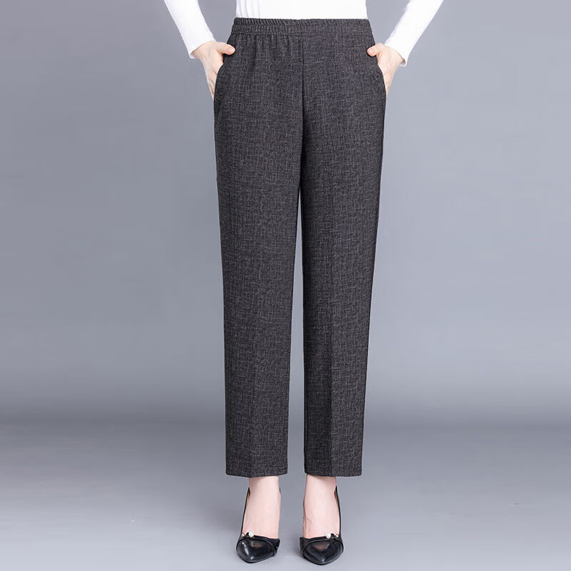 妈妈外裤奶奶加厚裤秋天中老年人穿的新款中老年女裤春秋款垂感休闲裤