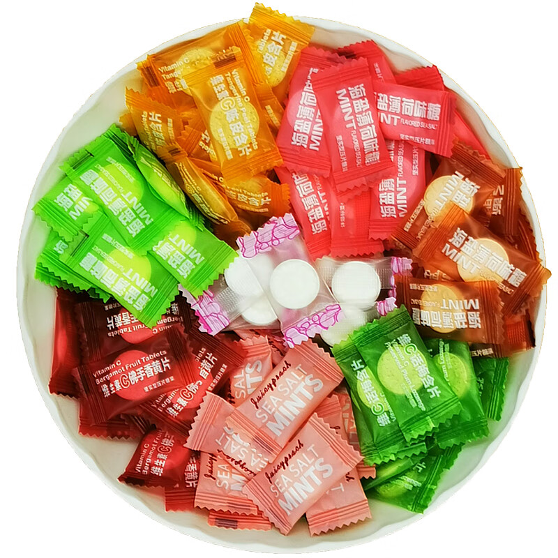 食芳溢5斤海盐糖薄荷糖强劲清凉柠檬维c陈皮含片清新口气商用糖果散装