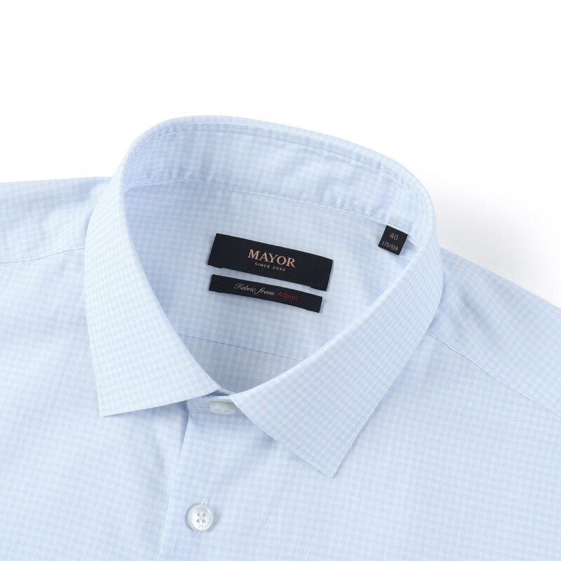 MAYOR男装进口面料高支全棉经典绅士透气长袖衬衫 MLCA19771HQT-3浅蓝 175/92A