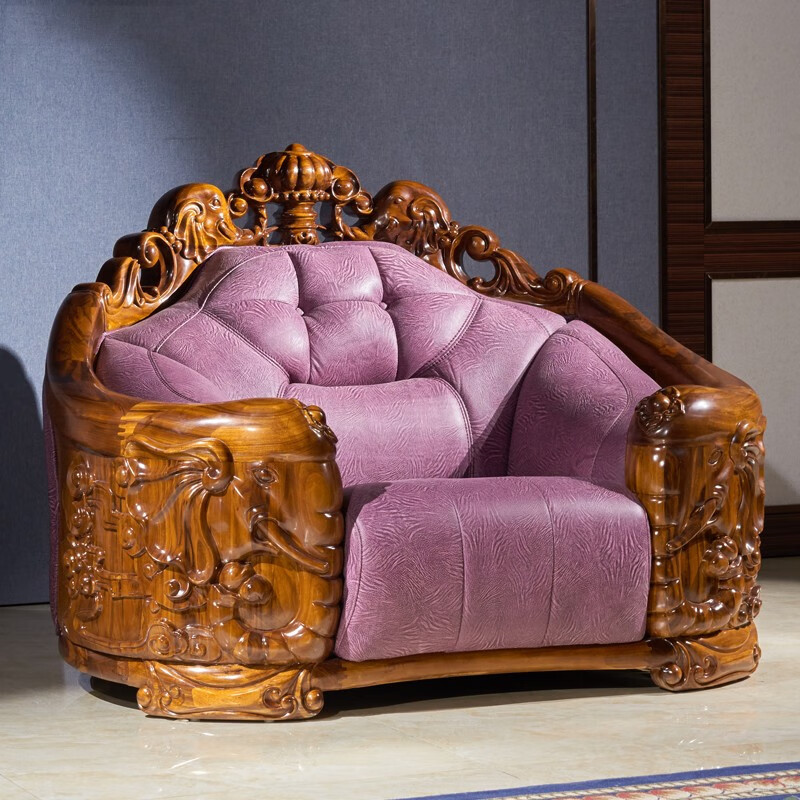 莎仕比娅(shakespeare)欧式乌金木沙发头层牛皮实木客厅贵妃大象组合