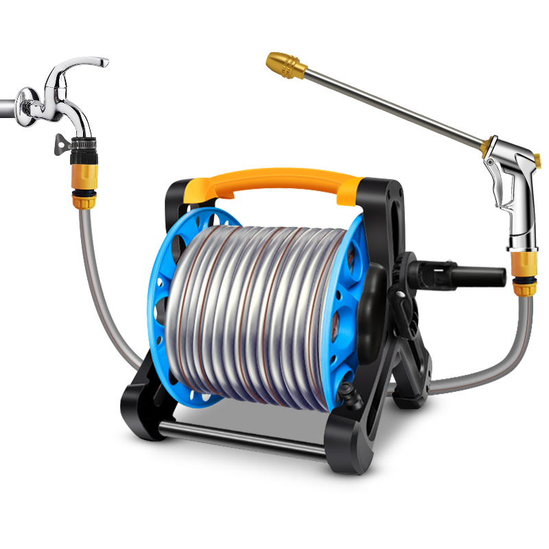 巨木高壓洗車(chē)水槍水管車(chē)收納架子家用洗車(chē)工具套裝軟管卷管器花園澆花 長(cháng)款洗車(chē)水槍【10米水管車(chē)】+ 泡沫壺+ 洗車(chē)套裝