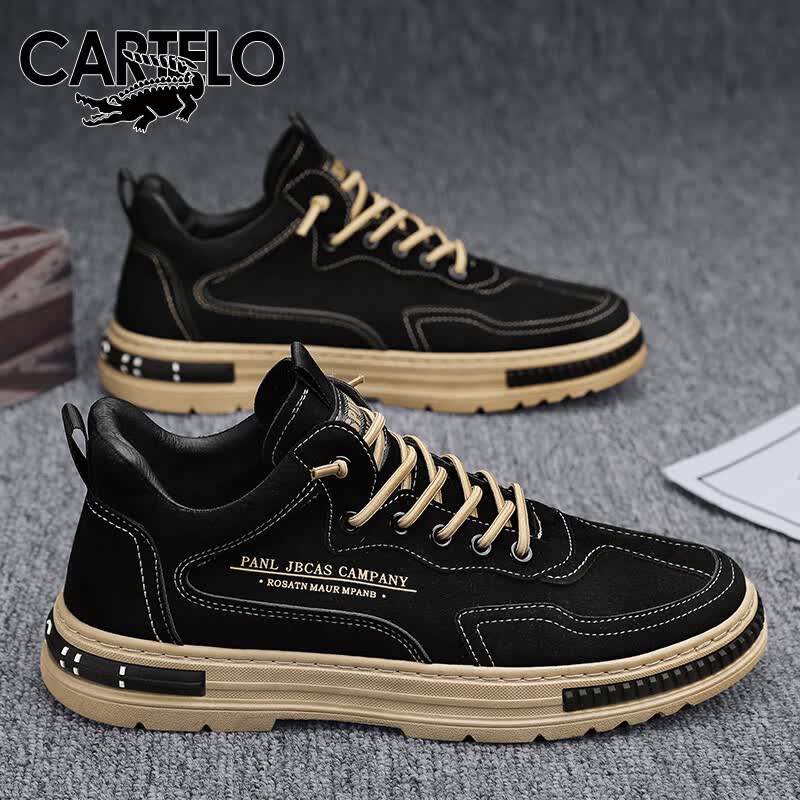 卡帝乐鳄鱼（CARTELO）男鞋秋季鞋子男2023时尚休闲鞋男士一脚蹬马丁板鞋靴 黑色 40码属于什么档次？