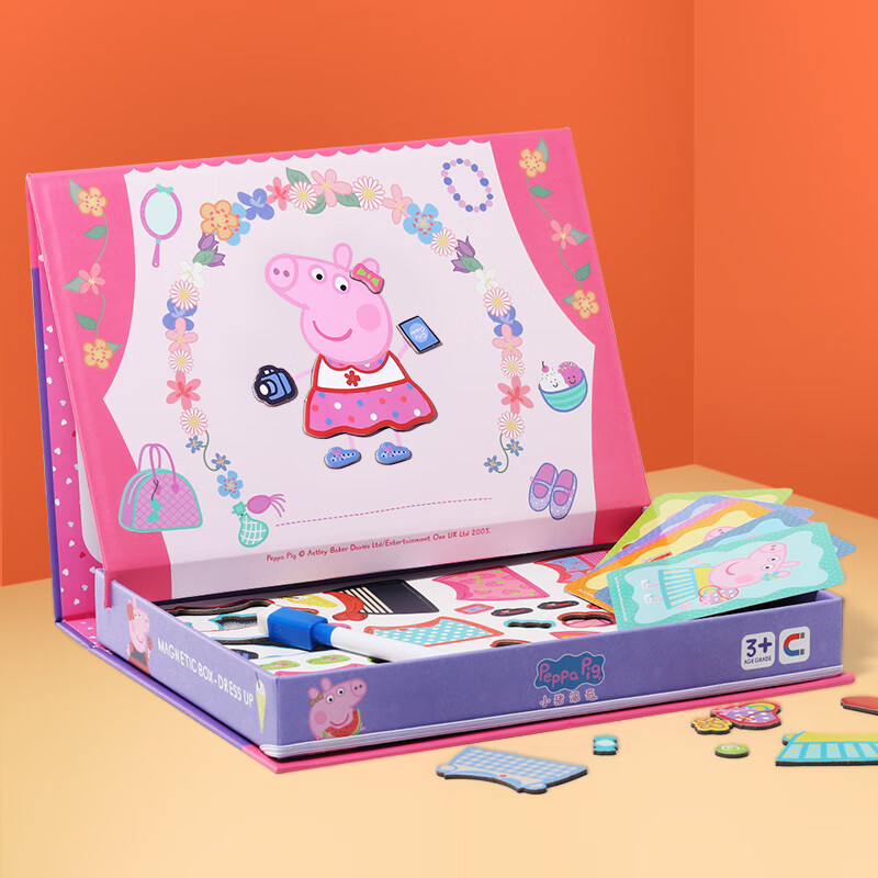 小猪佩奇磁贴拼图写字画画板换装玩具生日礼物女紫色款