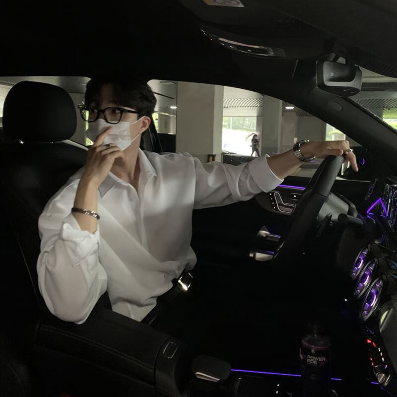 逗菁那不勒斯衬衫忧郁的富二代白衬衫男装长袖夏季冰丝外套高级坠感那