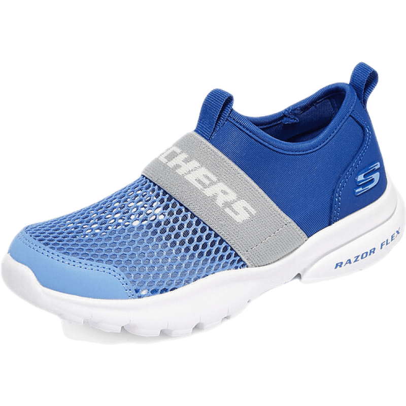 Skechers斯凯奇童鞋男女童运动鞋夏季透气3-16岁易弯折儿童一脚蹬303200L 男童/浅蓝色/多彩色/LBMT 31