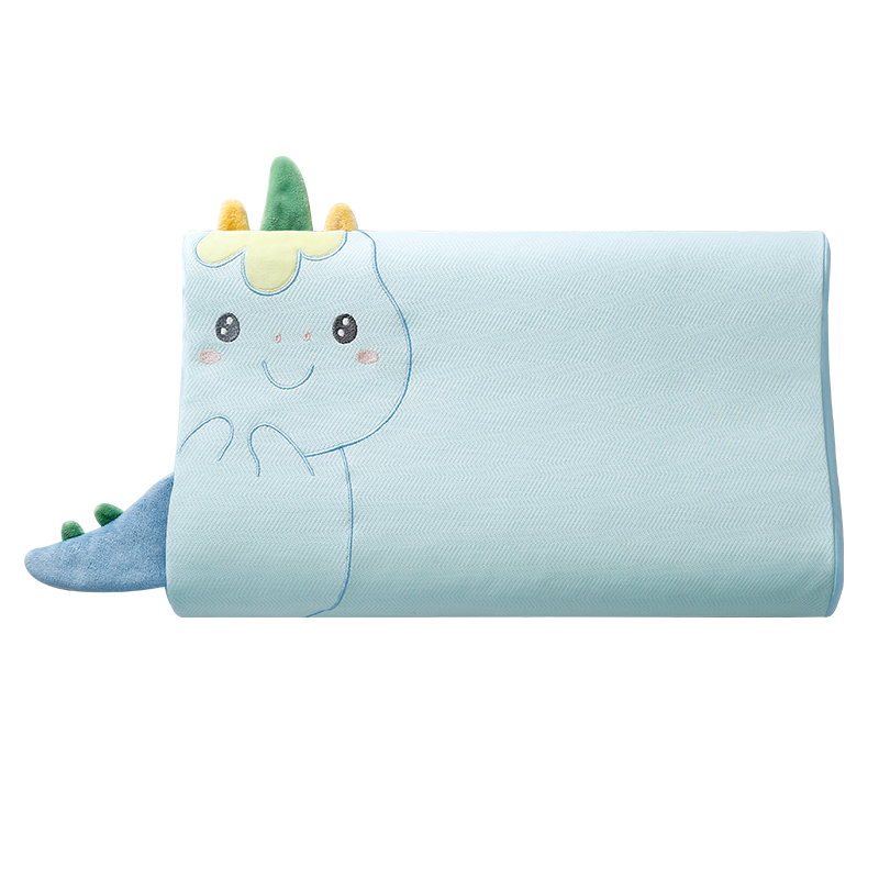 貝谷貝谷兒童乳膠枕嬰兒枕頭幼兒園寶寶安撫枕0-1-3-6小孩學(xué)生護(hù)頸枕頭 恐龍托比藍(lán) H2枕高3-5cm-建議2-6歲