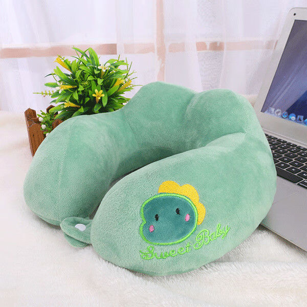 旭友u型枕旅行护颈枕颈椎飞机形靠枕脖子飞机护脖子 加强款-绿色可爱