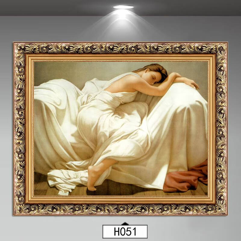 印象欧式卧室装饰画床头玄关墙画宾馆客房壁画酒店客房挂画油画睡美人