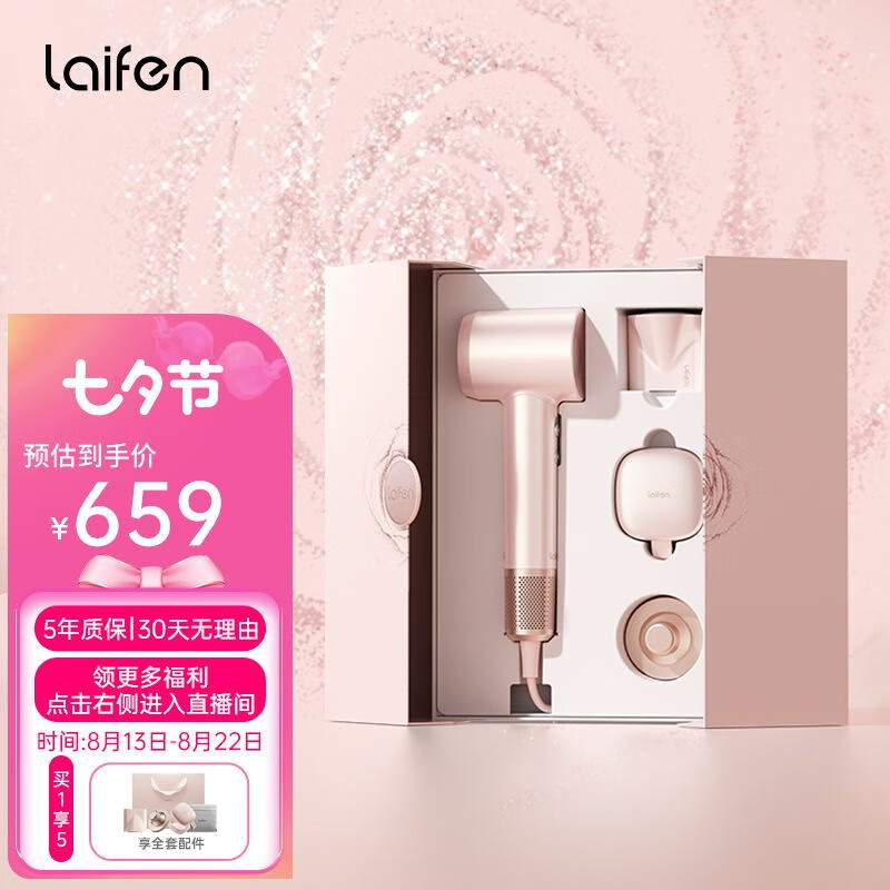 徕芬Laifen 七夕情人节礼物 大风力家用电吹风 大功率负离子速干低噪护发高速吹风机 粉金礼盒属于什么档次？