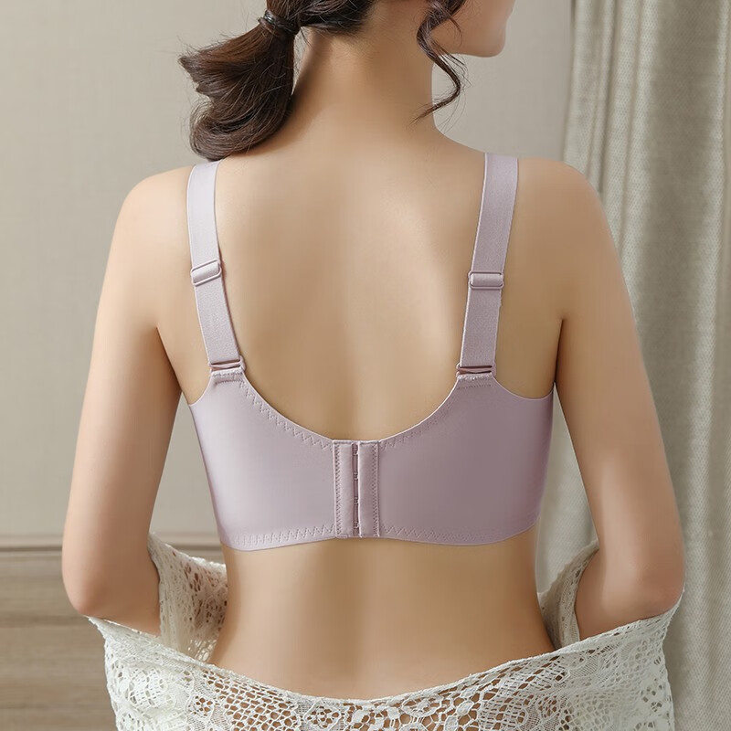 浪莎内衣女文胸大胸显小聚拢无钢圈夏季薄款性感大码调整型防下垂胸罩 紫色 80B C=36BC