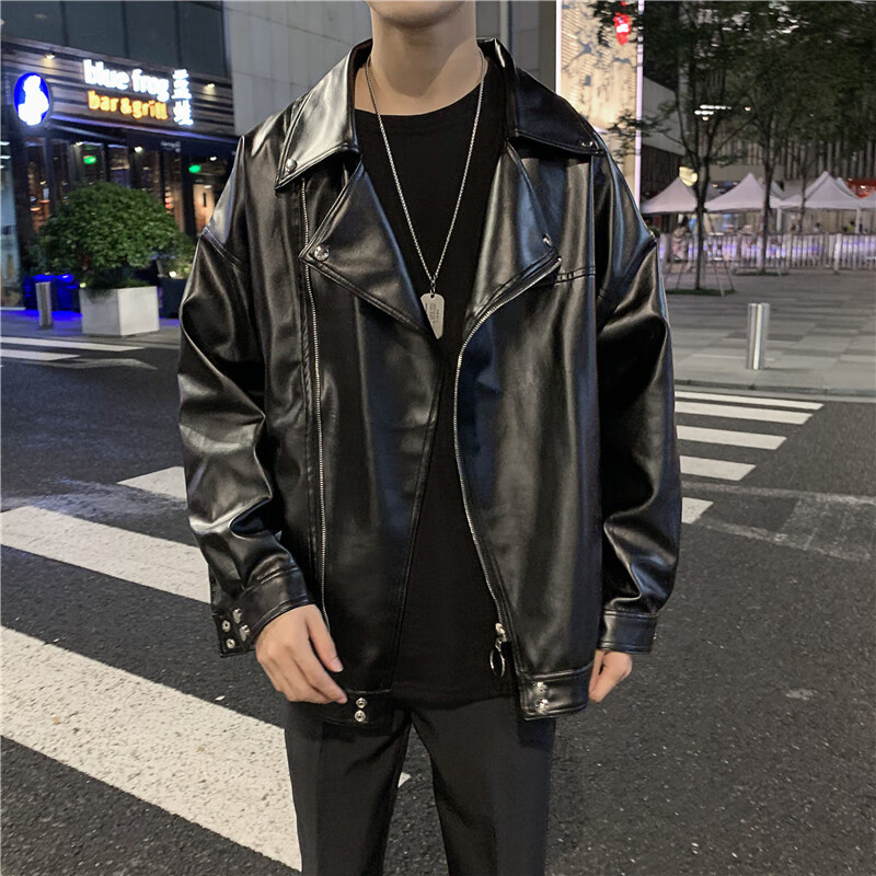 高档品牌海宁皮革秋冬天皮衣服男简约皮衣男生潮夹克原宿风青年港风