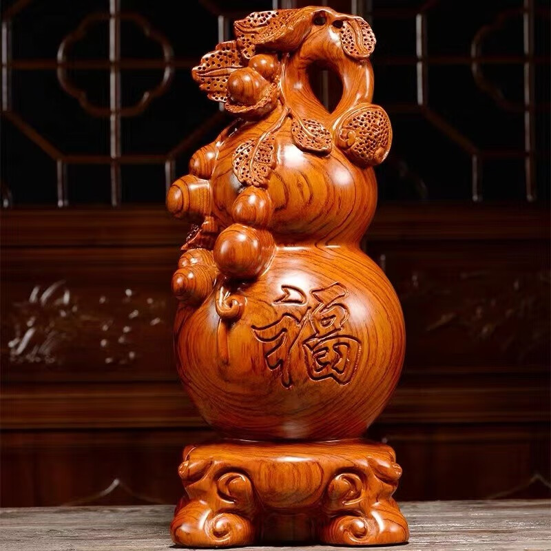 天从花梨木雕葫芦工艺品 客厅玄关装饰摆件实木质福禄送长辈礼品礼物