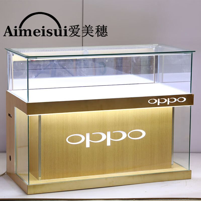手机柜台新款oppovivo珠宝饰产品商用转角靠墙透明玻璃展示柜 01木纹