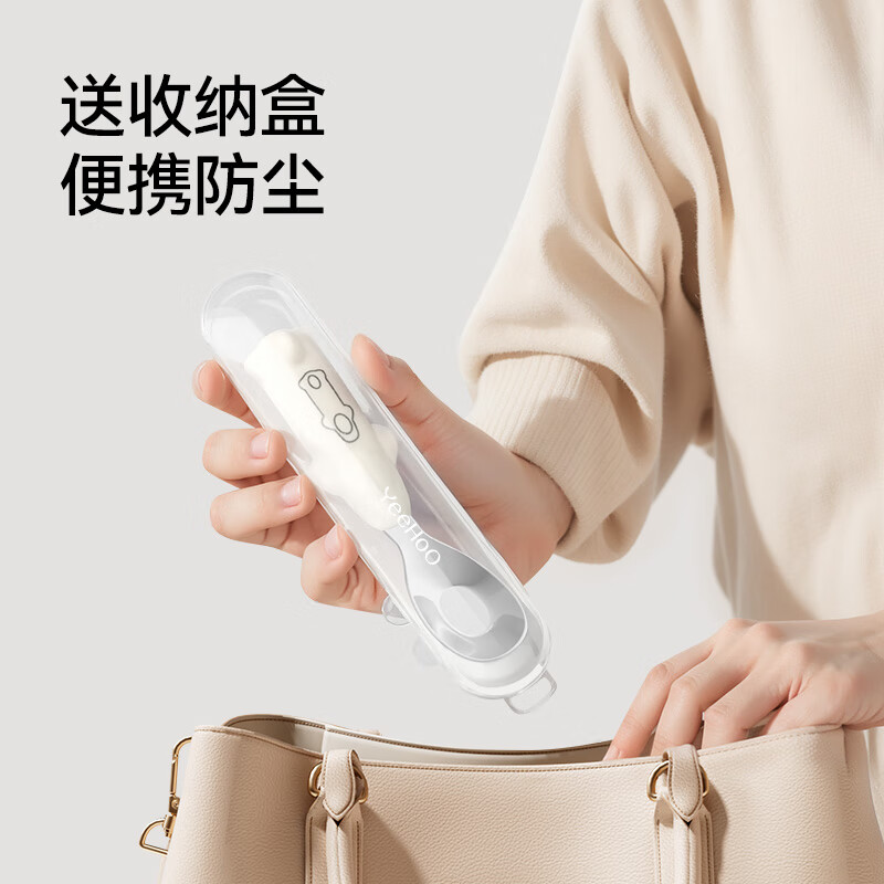 英氏（YEEHOO）宝宝勺子学吃饭训练吃饭勺婴幼儿316不锈钢儿童练习餐具辅食勺 小火箭儿童辅食勺（赠收纳盒）