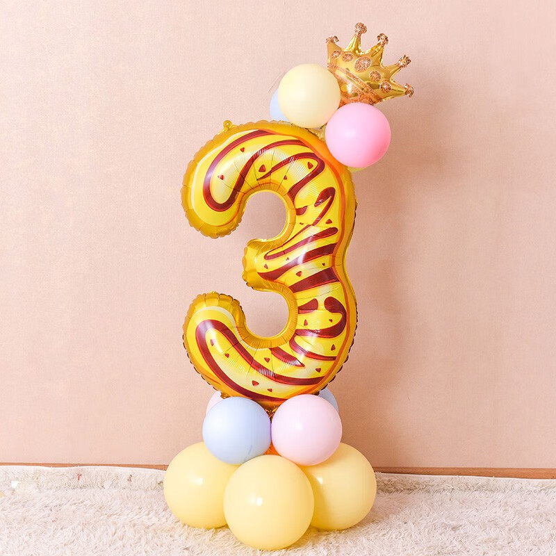 派对装饰男孩女孩甜甜圈立柱儿童宝宝周岁场景布置 甜甜圈立柱数字3