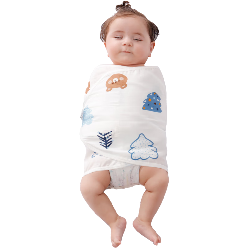 安舒棉嬰兒防驚跳包巾睡袋新生幼兒純棉防驚嚇肚圍包單四季通用 摩卡熊(雙層純棉)適合15-25°C 90*35cm（適合5-12個(gè)月）