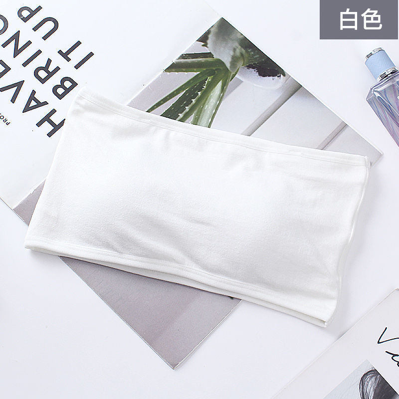 肩带文胸【防滑升级】抹胸内衣小胸隐形透明无肩带少女初高中学 白色