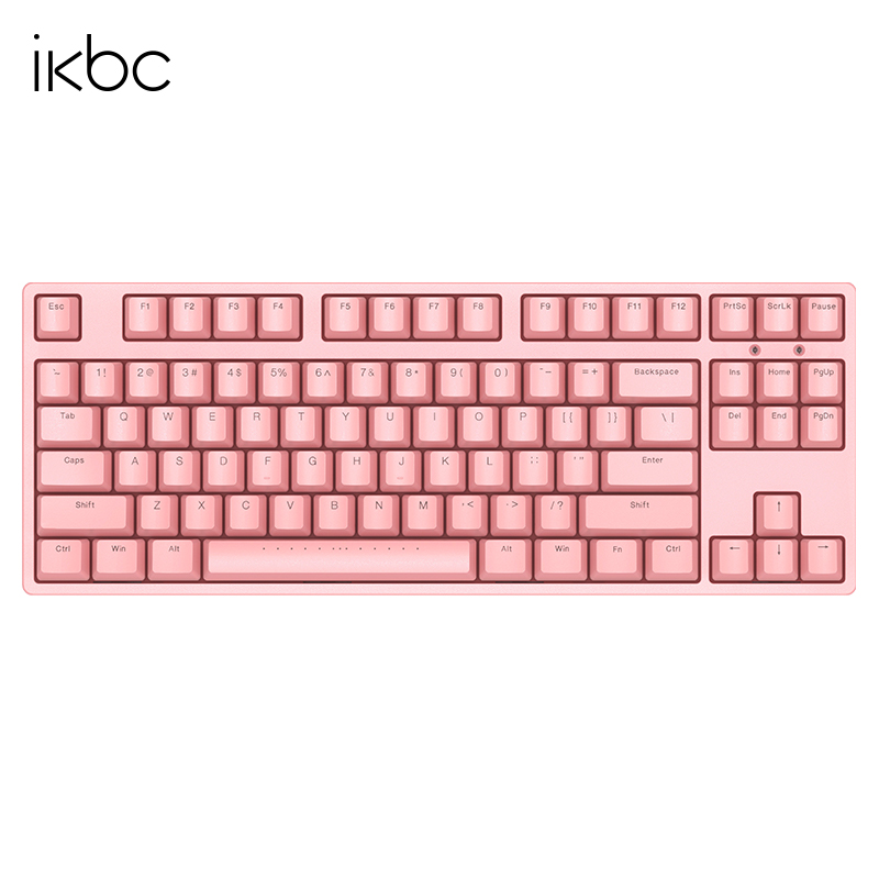 ikbc 粉色键盘机械键盘无线键盘C87C104樱桃键盘办公游戏cherry轴樱桃机械键盘自营pbt C200粉色有线87键 青轴