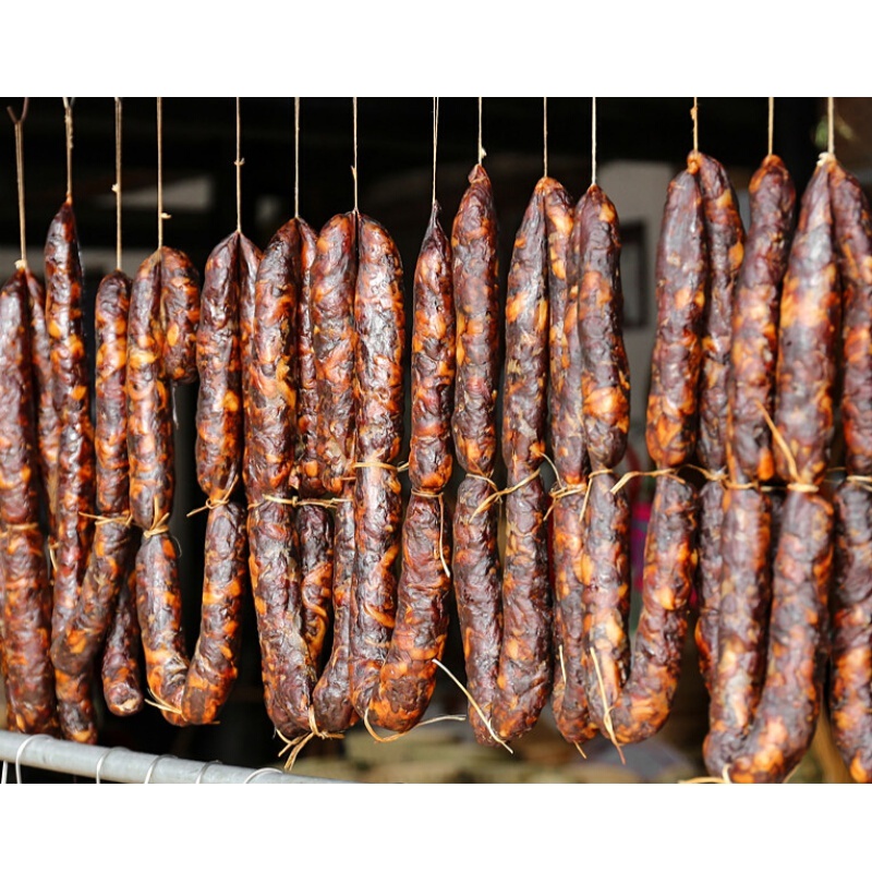 虎钢馋浙江绍兴安昌古镇特产酱腊肠香肠传统工艺制作自制熟菜 安昌