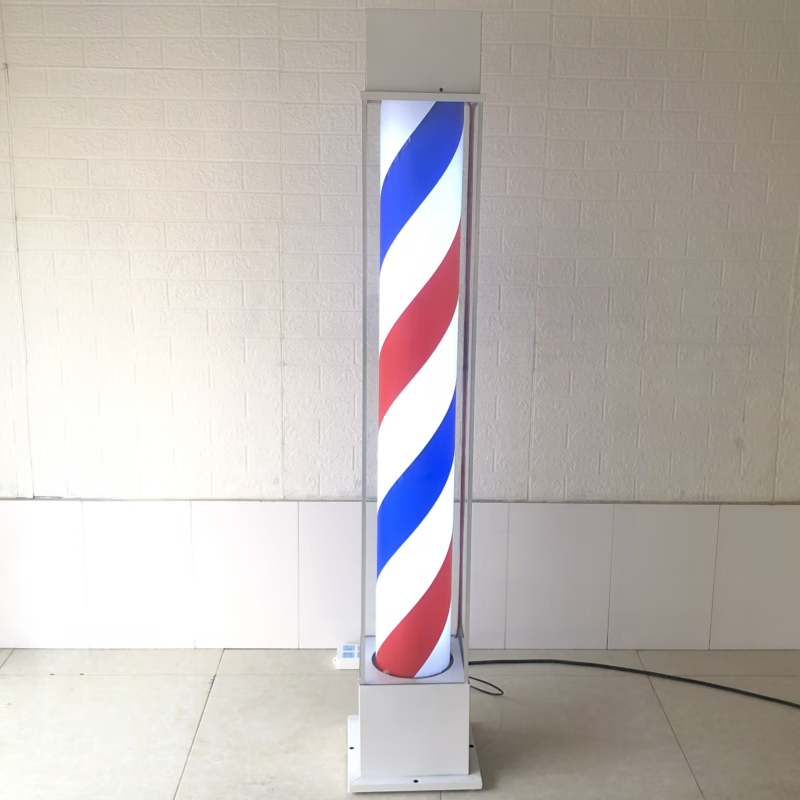 灯箱发廊标志灯理发店钢化玻璃超亮d广告彩灯 白壳170*30红白蓝普亮